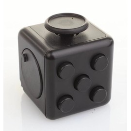 HelloGO Fidget Cube Dice Cube Stress Relief Cube 6 in 1 Relief Hand Held Fidget Toy Toy Mood Change Gift Pocket Game (Black + Black)