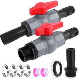 Nuyoah Ball Valve with Hose Connector Pool Ball Valve 1 Inch (25 mm) PVC Water Butt Valves Set Pool Valve Ball Valve for Hoses Shut-off Valve Internal Thread Shut-off Valve