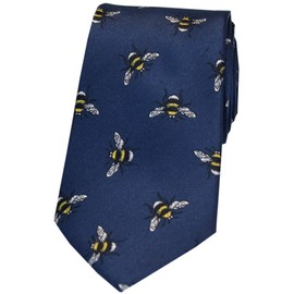 Soprano Navy Bumble Bee Luxury Silk Tie (Navy)