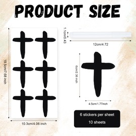 60pcs Cross Eye Black Stickers, Custom Eye Black Stickers Long-Lasting Sports Eye Black Strips Eyeblack Stickers for Christian Athletes Football Baseball Themed Party Supplies