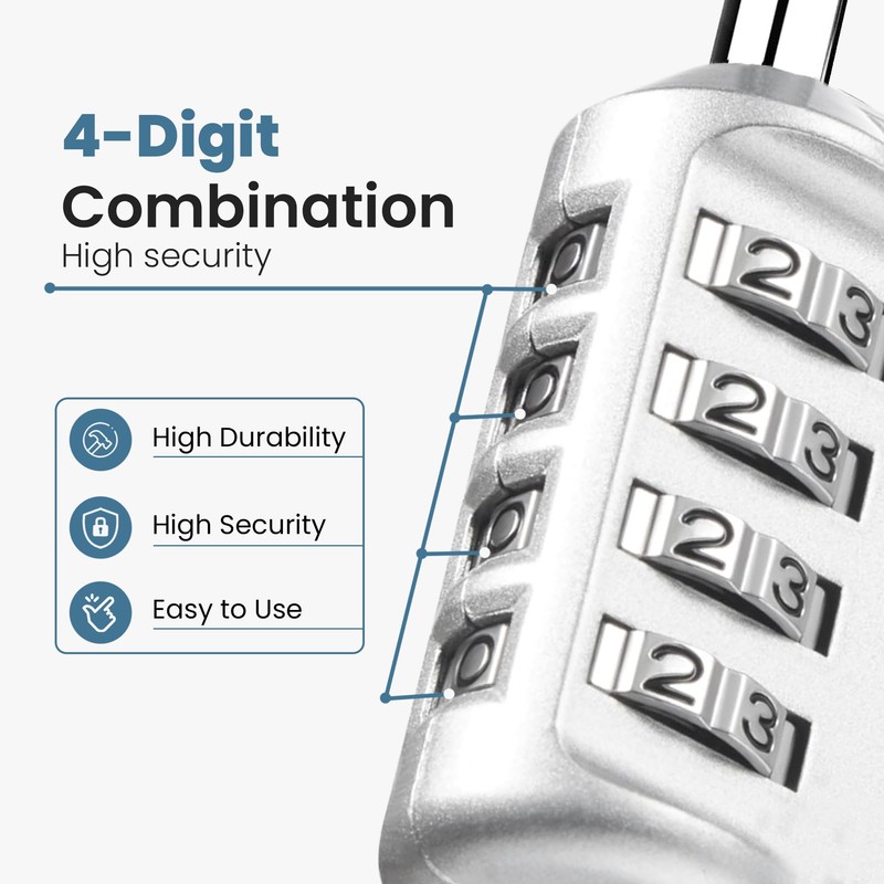 Sparkiva Combination Padlock with Code, 4 Digit Heavy Duty Padlock