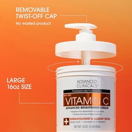 Advanced Clinicals Crema de Vitamina C para el Cuerpo con Loción Hidratante Visiblemente Iluminadora | Crema Corporal Hidratante para el Cuidado de la