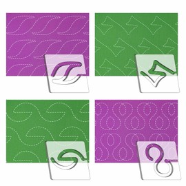 Kapyoo 4Pcs Free Motion Quilting Templates Machine Quilting Templates Quilting Rulers Quitling Design Quilting Supplies Quilting Stencil with Non-Slip Grips (Continuous Line Design Series)