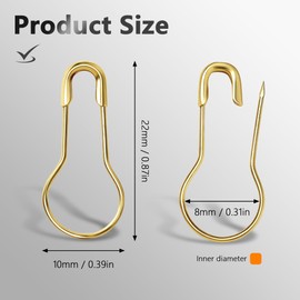 LE-stone 1000Pcs Safety Pin Metal Bulb Gourd Pins Pear Shaped Pins for Clothing Handicrafts Knitting Stitch Markers Boutiques DIY (Gold)
