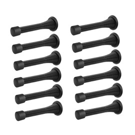 12PCS Spring Door Stops, Heavy Duty Door Stopper with Rubber Bumper, Wall Mounted Spring Doorstop, Spring Door Stop for Wall (Black)
