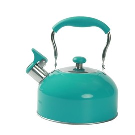 Whistling Tea Kettle, 2.5L Stainless Steel, Turquoise, Fast Boiling, Induction Compatible