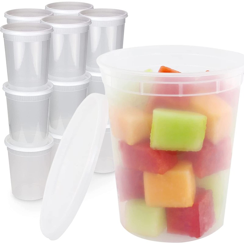 Zuvo Plastic Soup Containers with Lids - 32 OZ (24