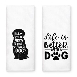 DYJYBMY All You Need is Love and A Dog Funny Kitchen Towels Set for Women, Bathroom Hand Towels, Dog Owner Gifts for Dog Lovers Dog Mom Women Friends, Dog Lover Housewarming Gifts for New Home