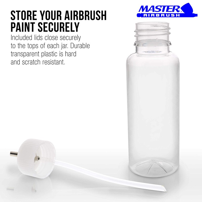 Set of 10 Plastic 3.4 Ounce (100cc) Airbrush Bottles (Jars)