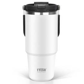 TYESO Tumbler with Straw, 1050ml Coffee Thermos, Vacuum Insulated Handle Kettle, Double Layer, Wide Mouth, Large Capacity, Direct Drinking, Leak-proof, for Home, Office, Outdoor, 35.5 fl oz (1.05 L