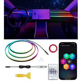 KENANEK Acrylic Interior Car LED Strip, 55.12-inch USB/Type C Interface Colorful Ambient Lighting car kit，Supporting 3 Control Modes，Support for neon sync Music DIY Mode