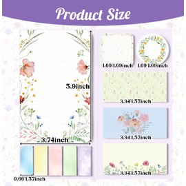 Wildflower Sticky Notes Set Cute Floral Self Stick Writing Memo Pads Aesthetic Summer Flower Notepads for Students Back to School Classroom Office Teacher Appreciation Gift Stationery Supplies
