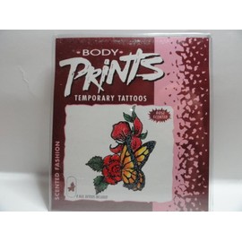 Body Prints Scented Fashion Temporary Nail Tattoos - Butterfly on Rose Bush