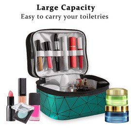 2Pcs Large Capacity Travel Makeup Bags, 9.1 * 6in Waterproof Double Layer Cosmetic Bags, Portable Toiletry Bag with Compartment for Travel Bathroom (Green)