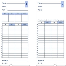(400) Time Cards for Lathem 400E Time Clock, COMPUMATIC Compatible E14, 4 Packs of 100