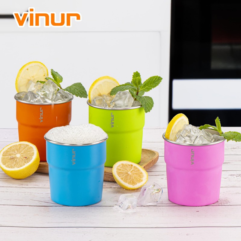 VINUR Kids Stainless Steel Cups-8 oz Stackable Metal Drinking Tumbler