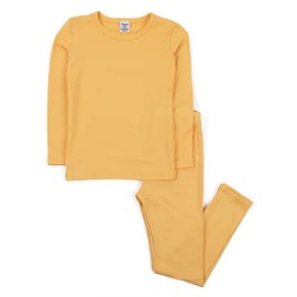 Leveret Boys Girls Kids two Piece Thermal Pajamas Solid Yellow (Size 14 Years)