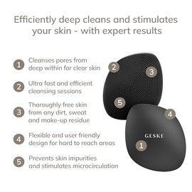 GESKE | Cepillo facial SmartAppGuided™ 4 en 1 | Cepillo de limpieza facial | Cepillo de silicona suave | Limpieza facial profesional | Dispositivo de 