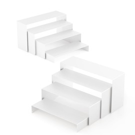 NEETBU Black Matte Metal Display Stand,8 Pcs 2 Set Display Risers, Metal Rectangular Display Shelf for Showcase, Dessert, Toys, Perfume (8Pcs-Black, L7''x8''x9'')