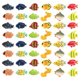 Tinoaly 48pcs Plastic Tropical Fish Toys, Mini Fake Fish Toy Assorted Small Ocean Creatures Figures for Party Educational Play & Decorations for Kids