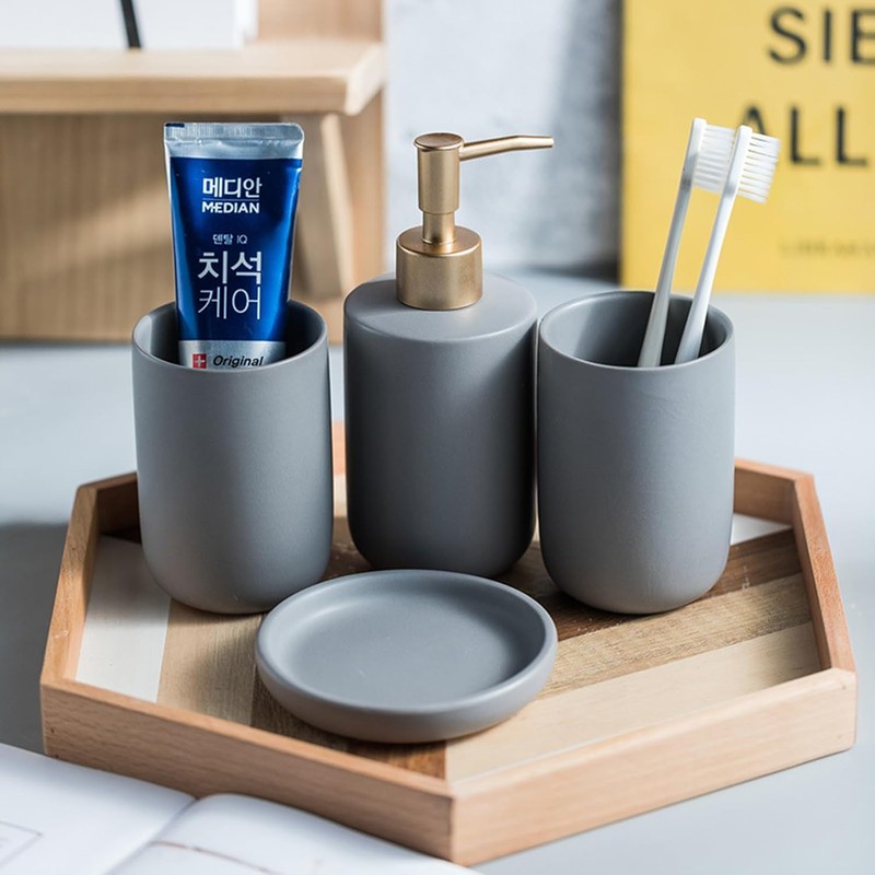 Accesorios de baño gris – Set de 4 piezas PATOFIN
