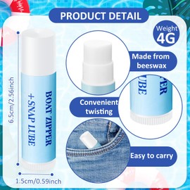 BBTO 3 Pcs Snap and Zipper Lubricant Zip Wax for Boat Care Marine Snap Lube Stick Tube for Boat, Canvas, Wetsuit Drysuit