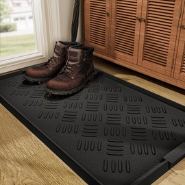 tchdio 2 Pack Rubber Boot Set, Non Slip Shoe Tray for Entryway, Multipurpose Boot Mat Tray, Durable Entryway Mud Mat for Front Door, 16x27.5 Inches