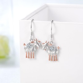 SVODEA Goat Earrings 925 Sterling Silver Animals Earrings Cute Animal Jewelry Gifts for Women