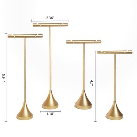 STKMELON Gold Metal Earring T Bar Stand Jewelry Stand For Women Retail Display Holder For Photography Display Props Organizer 4Pcs