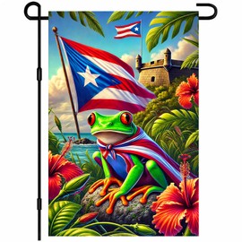 IVN Puerto Rico Coqui Frog Garden Flag 12x18 Inch Double Sided