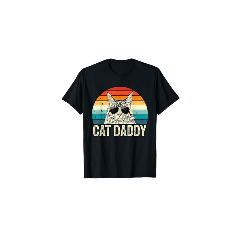Retro Cat Daddy Vintage Distressed Maine Coon Cat Dad T-Shirt