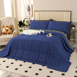 SOULOOOE Winter Warm128x120 Oversized King Plus Comforter, Extra Large King Size Quilts 3 Pieces Lightweight Reversible Down Alternative Comforter for All Season with 8 Corner Tabs