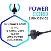 2M Power Cord - 3 Prong PC Power Cable Replacement