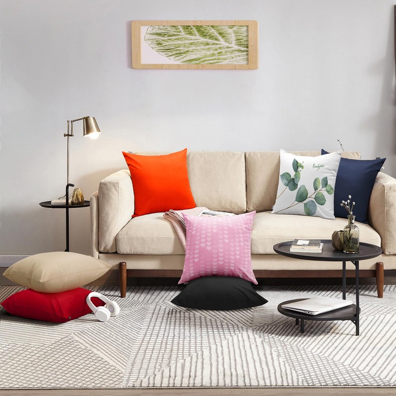 Thmyo 2 Pack 100% Cotton Solid Decorative Square Throw Pillow