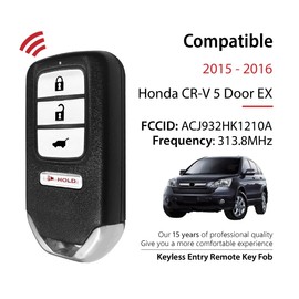 Car Key Fob Remote Keyless Entry Control ACJ932HK1210A 313.8MHz 4 Button Replacement for 2015-2016 Honda CR-V 5 Door EX