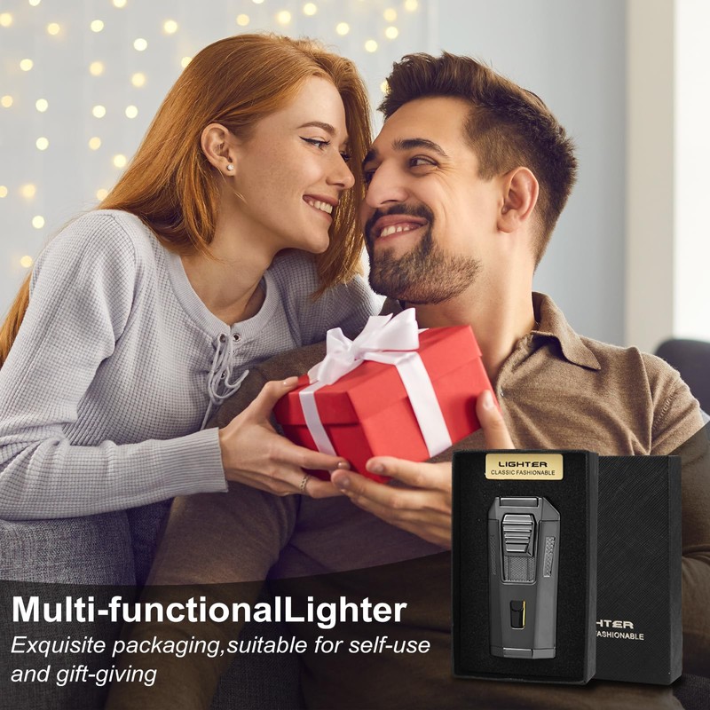 All-in-One Torch Lighter Adjustable Windproof 2 Jet Flame Lighters for