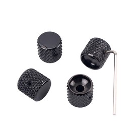 SHOWERORO 4 Pcs Black Aluminum Alloy Volume Tone Control Knobs for Electric Bass Guitar Flat Knobs Guitar Parts Accessories