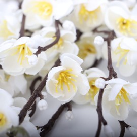 LGEGE LGEGE Artificial White Plum Blossom 6 Pcs,Fake Flowers Silk Fabric Simulation Flowers Bouquet for Home Kitchen Office Hotel Decoration Floral Arrangement Centerpieces for Table