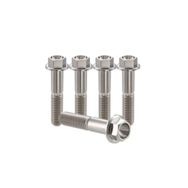 RISON-Titanium Hex Screws with Flange M10 x 1.25 x 50 mm, Pack of 5 Titanium Screws Hex Head Screws, Flange Screws Titanium Bolt Machine Screws for Motorcycle, Bicycle Modification