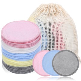 Guduling 30pcs Reusable Makeup Rounds, Washable Makeup Remover Pads, Reusable Clean Pads, with Laundry Bag, Suitable for All Skin Types, for Face Cleansing and Skin Care, 5 Colors