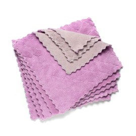 kimteny Cleaning Cloths Kitchen Towels Microfiber Washcloths Lint Free Dish Cloth Reusable Dishtowels Household Super Absorbent Fast Drying, 10"x10", Pack of 5 (Purple-Grey)
