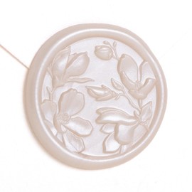 UNIQOOO Wax Seal Stickers - 3D Magnolia Wedding Invitation Envelope Botanical Seal Stickers, 50 Pcs Self- Adhesive Champagne Stickers, Perfect for Invitation, Christmas, Gift Wrapping, Party