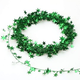 CCINEE 50FT Green Star Tinsel Garlands with Wire,Christmas Star Wire Garland Decorations for Xmas Tree Home Wedding Birthday Day Party Festival Ornament,2 Pack