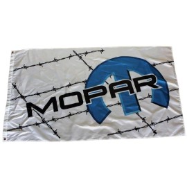 JC Mopar Barbwire White Flag 3x5 FT Banner Flag Car Show Racing Garage Workshop