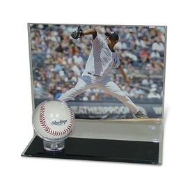 Acrylic Single Baseball Display Case with Horizonal 8" x 10" Photograph Holder