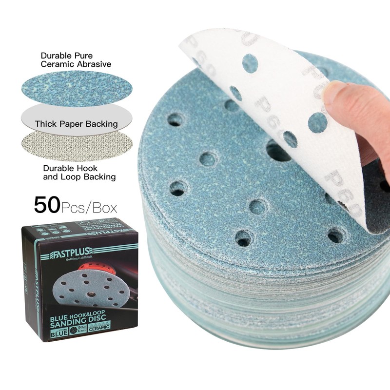100PCS 150mm Sanding Discs, 6 Inch15 Holes Sanding Disc Pads,