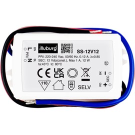 illuburg LED Transformer 12 V 12 W Flicker-Free for LED Strip G4 GU5.3 LED Power Supply Driver Transformer Power Supply