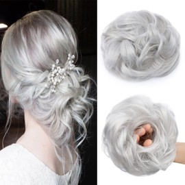 Cybelleza Hairpiece Hair Scrunchie Hair Extensions Scrunchie Updo Hairstyles Ponytail Wavy Curly Hair Voluminous Hair Bun Messy Bun Bun Silver Grey