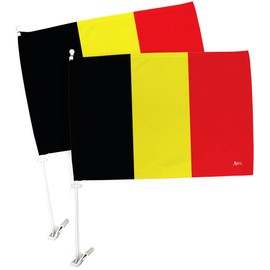 World Cup 2022 Belgium Car Flag 2 PCS 32 Country Bandera Para Carros Auto Decorations Banner For Window Decor Clip Pole Accessories FIFA Sports Fans Outdoor Football Soccer Belgian Gifts Made In USA