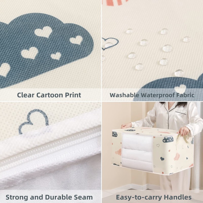 2 in 1 Large Clothes Storage Bag, 50L/75L Underbed Quilt